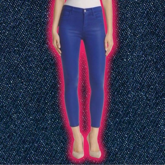 J Brand x Net-A-Porter Coated Skinny Jeans in Royal Blue Size 30 - Picture 1 of 16